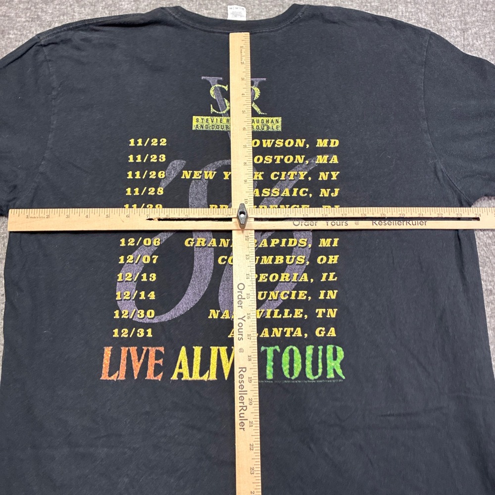 Gildan Stevie Ray Vaughan T-Shirt Mens 2XL Black Live Alive Tour 86 Graphic Tee - Picture 6 of 9